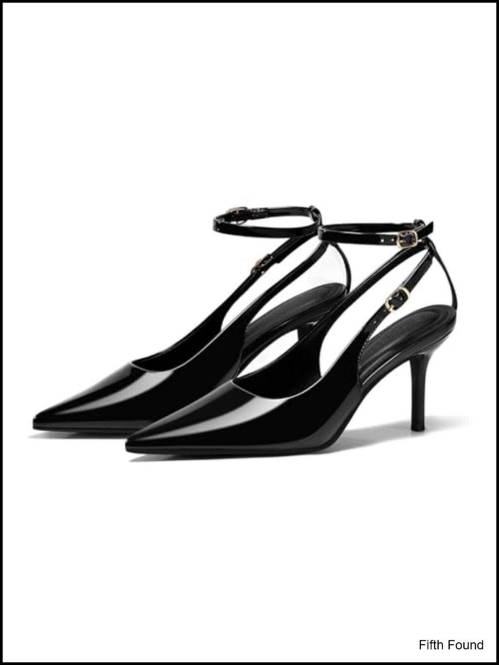 Coutgo Womens Slingback Kitten Heels Faux Leather Pointed Toe Pumps